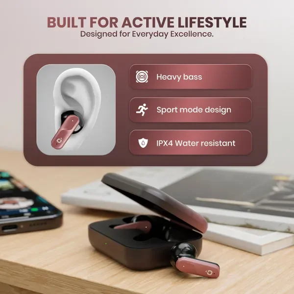 Fitpro X Atom Premium Tws Earbuds With Atom Audio, 52H Playback Bluetooth (Red, True Wireless) 6