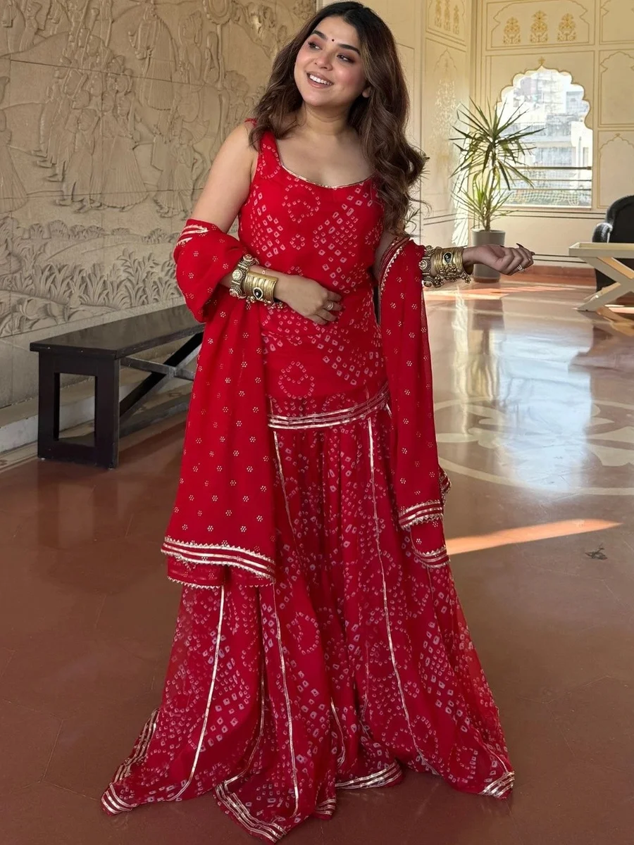 all about you Women Ethnic Motifs Printed Regular Kurta with Sharara & With Dupatta