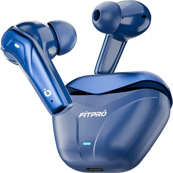 Fitpro X Flip Pods Earbuds With 72H Playback Ultra-Low Latency With 4 Mic Enc, 5.4V Bluetooth (Blue, True Wireless)