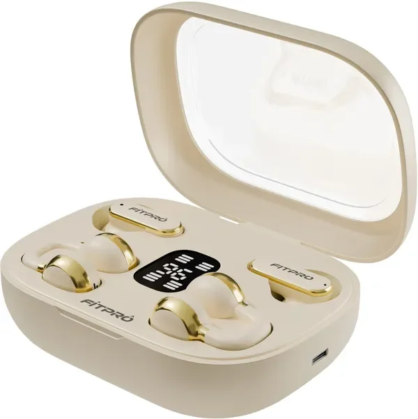 Fitpro Q10 Tws Wireless Earbuds | Twin-Couple Headphones | Bluetooth 5.4 Bluetooth (Beige, True Wireless)