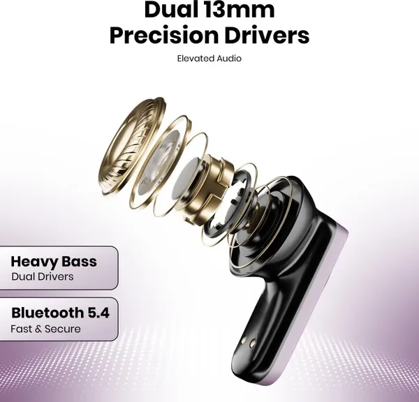 Fitpro X Atom Premium Tws Earbuds With Atom Audio, 52H Playback Bluetooth (Purpal, True Wireless) Price in India - 6