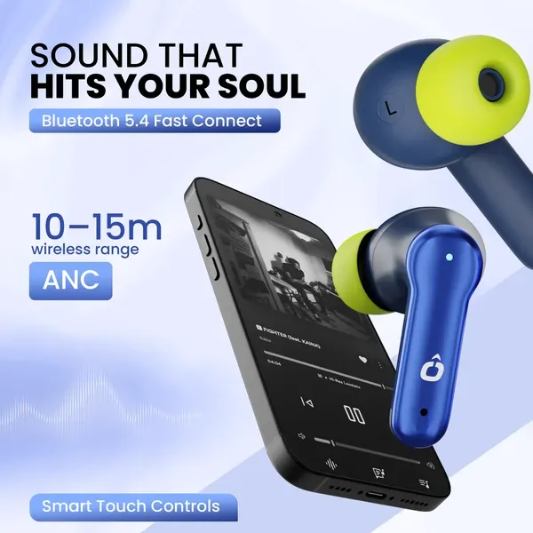Fitpro True Wireless Bluetooth Earbuds With Charging Case - Blue And Neon Yellow 6