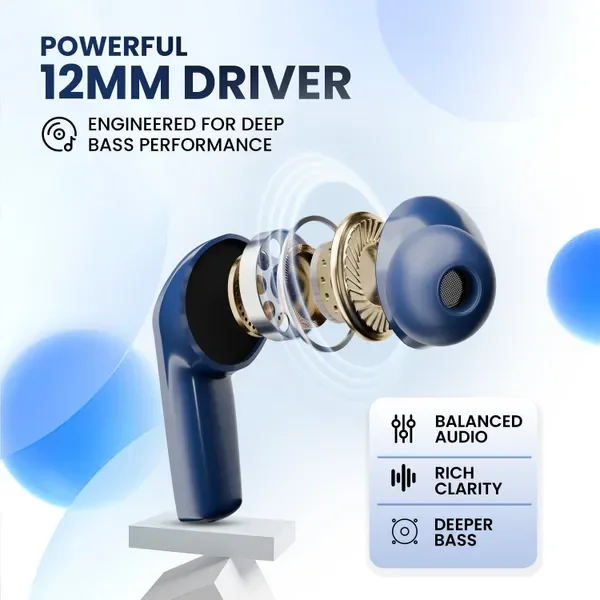 Fitpro X Flip Pods Earbuds With 72H Playback Ultra-Low Latency With 4 Mic Enc, 5.4V Bluetooth (Blue, True Wireless) 4