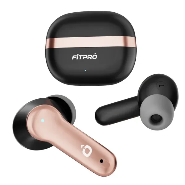 Fitpro True Wireless Earbuds With Charging Case - Rose Gold & Black P
