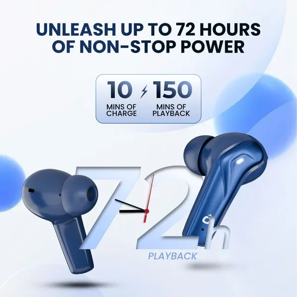 Fitpro X Flip Pods Earbuds With 72H Playback Ultra-Low Latency With 4 Mic Enc, 5.4V Bluetooth (Blue, True Wireless) 3