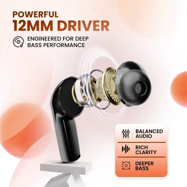 Fitpro X Flip Pods Earbuds With 72H Playback Ultra-Low Latency With 4 Mic Enc, 5.4V Bluetooth (Black, True Wireless) 6
