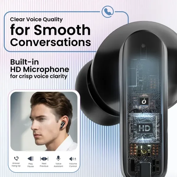 Fitpro Air 7 Tws Earbuds Bluetooth 48H Playtime, Deep Bass Noise And Smart Touch Control Bluetooth (Black, True Wireless) 5