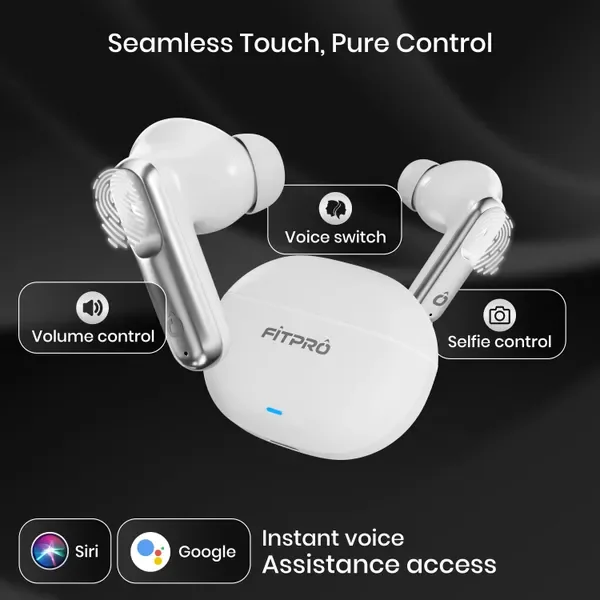 Fitpro 151 Earbuds With Enc,Touch Controls Hd Call Compact Lightweight Bluetooth (White, True Wireless) 3