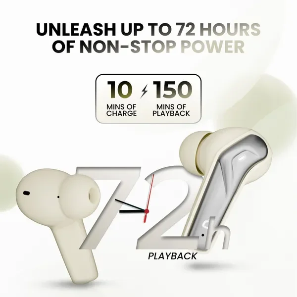 Fitpro X Flip Pods Earbuds With 72H Playback Ultra-Low Latency With 4 Mic Enc, 5.4V Bluetooth (Beige, True Wireless) 3