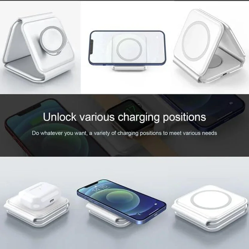 Fitpro 3-in-1 Wireless Charging Station for Smartphones, Smartwatches & Earbuds Charging Pad 2