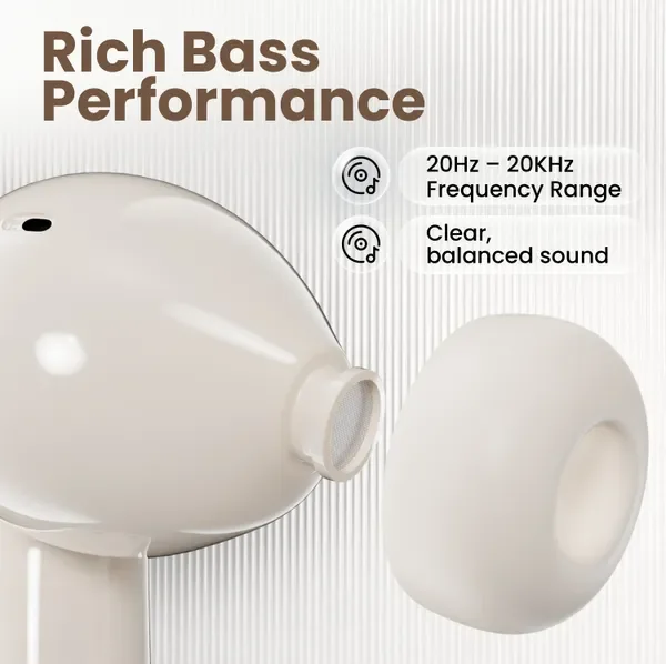 Fitpro Air 7 Tws Earbuds Bluetooth 48H Playtime, Deep Bass Noise & Smart Touch Control Bluetooth (Beige, True Wireless) 4