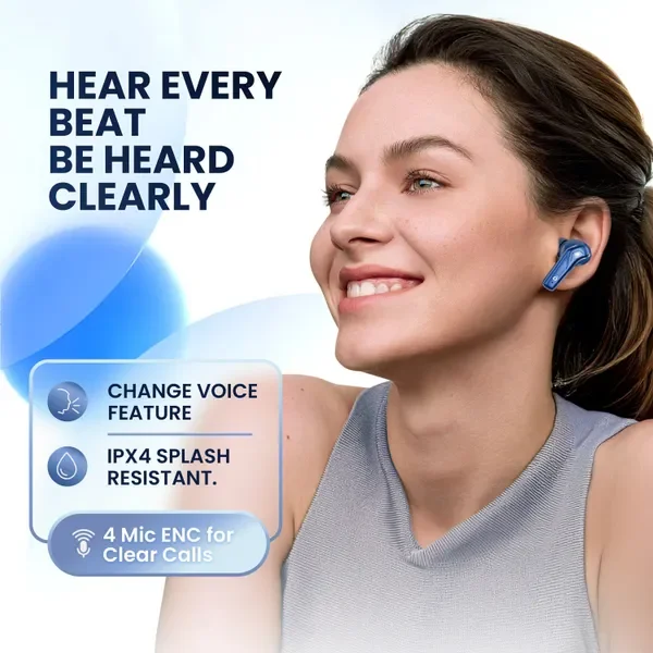Fitpro X Flip Pods Earbuds With 72H Playback Ultra-Low Latency With 4 Mic Enc, 5.4V Bluetooth (Blue, True Wireless) 5