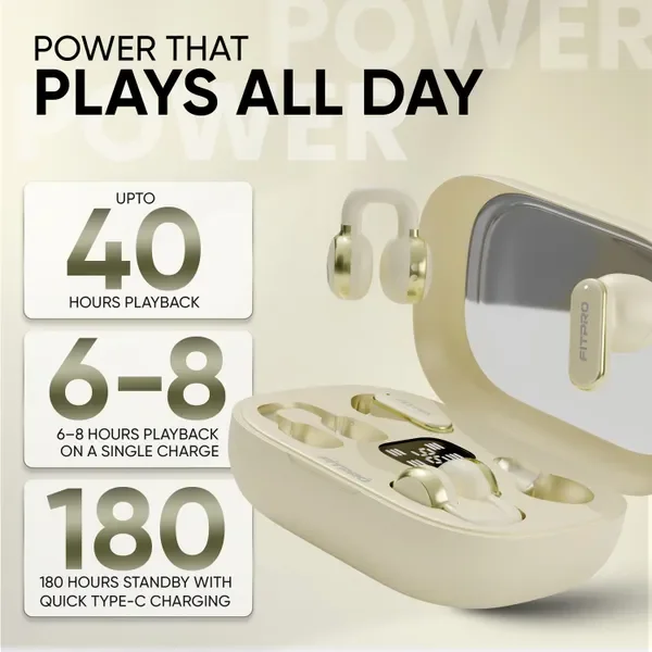 Fitpro Q10 Tws Wireless Earbuds | Twin-Couple Headphones | Bluetooth 5.4 Bluetooth (Beige, True Wireless) 4