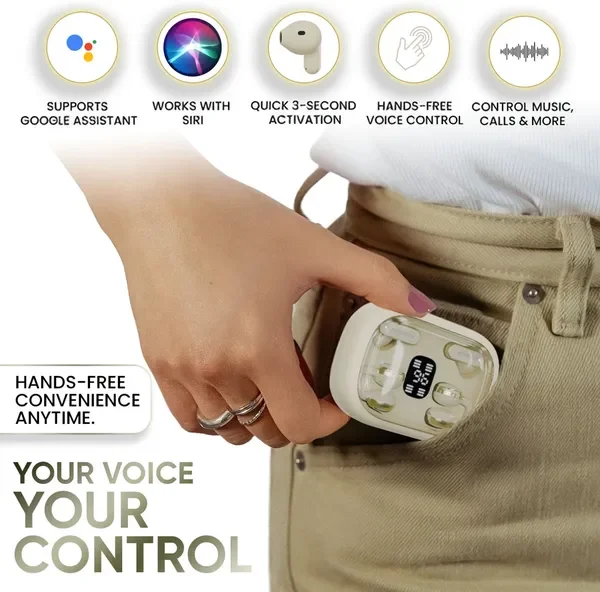 Fitpro Q10 Tws Wireless Earbuds | Twin-Couple Headphones | Bluetooth 5.4 Bluetooth (Beige, True Wireless) 5