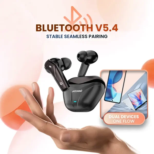 Fitpro X Flip Pods Earbuds With 72H Playback Ultra-Low Latency With 4 Mic Enc, 5.4V Bluetooth (Black, True Wireless) 4