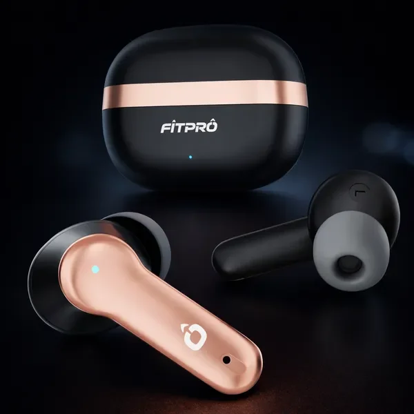 Fitpro True Wireless Earbuds With Charging Case - Rose Gold & Black P 2