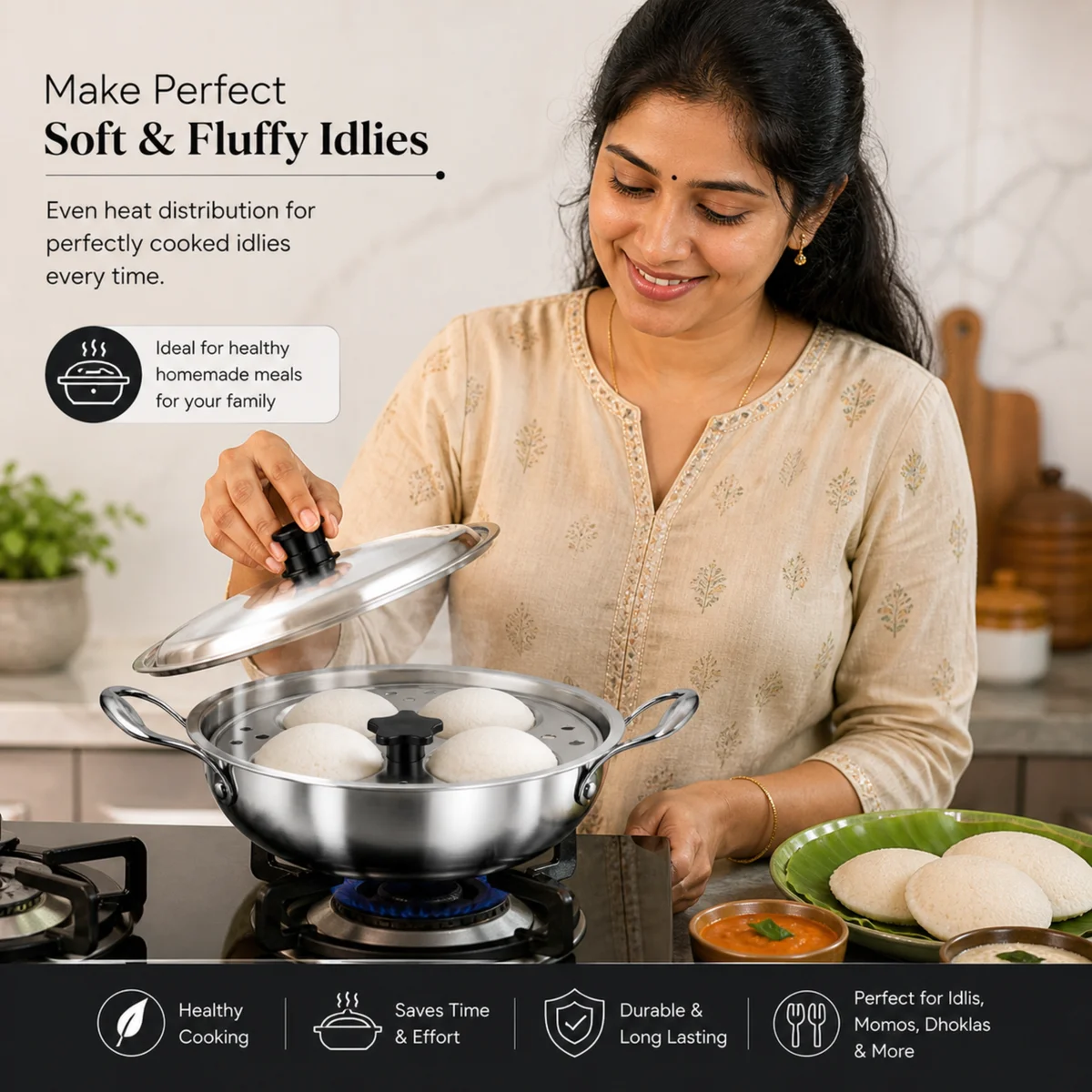 Stainless Steel Multi Kadai | Idli Maker | Dhokla Maker 2 Plates - 8 Idlies (Copy) (Copy) (Copy) (Copy) (Copy) (Copy) (Copy) (Copy) 4