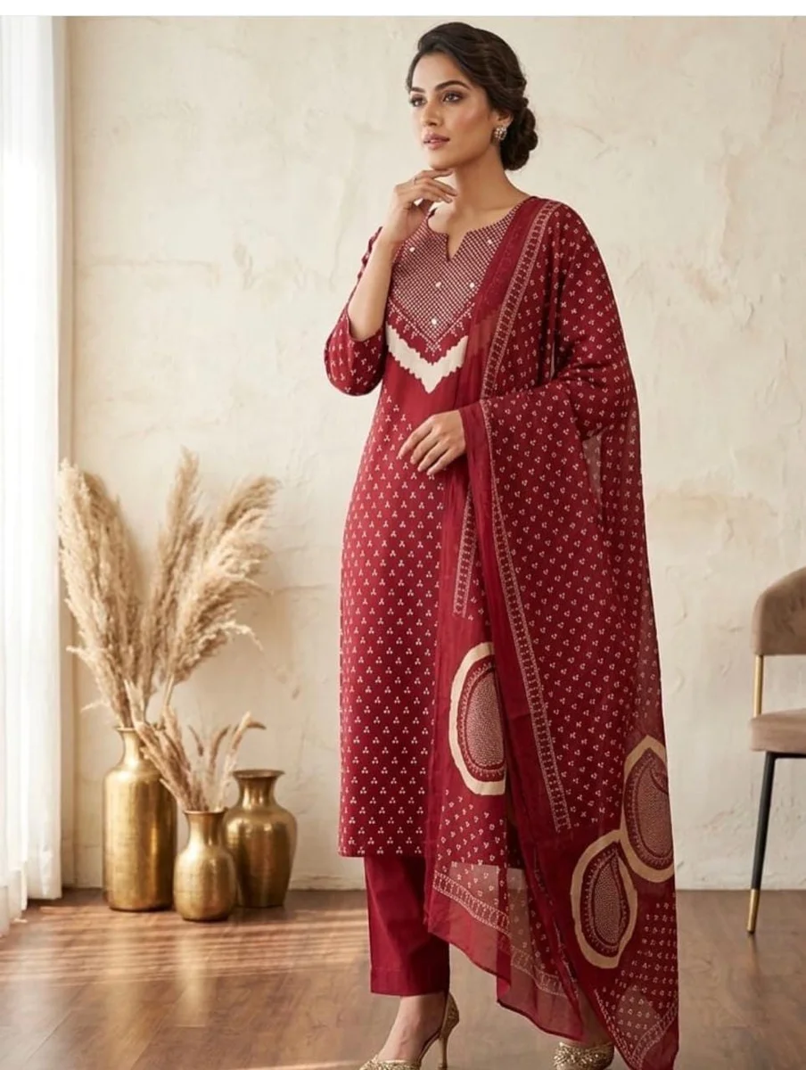 Cotton Suit Set and , Highlighting On The Kurta