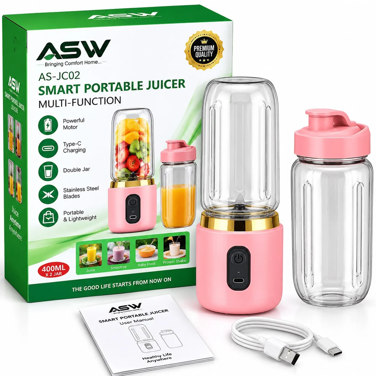 Asw As-jc02 Small Portable Electric Juicer
