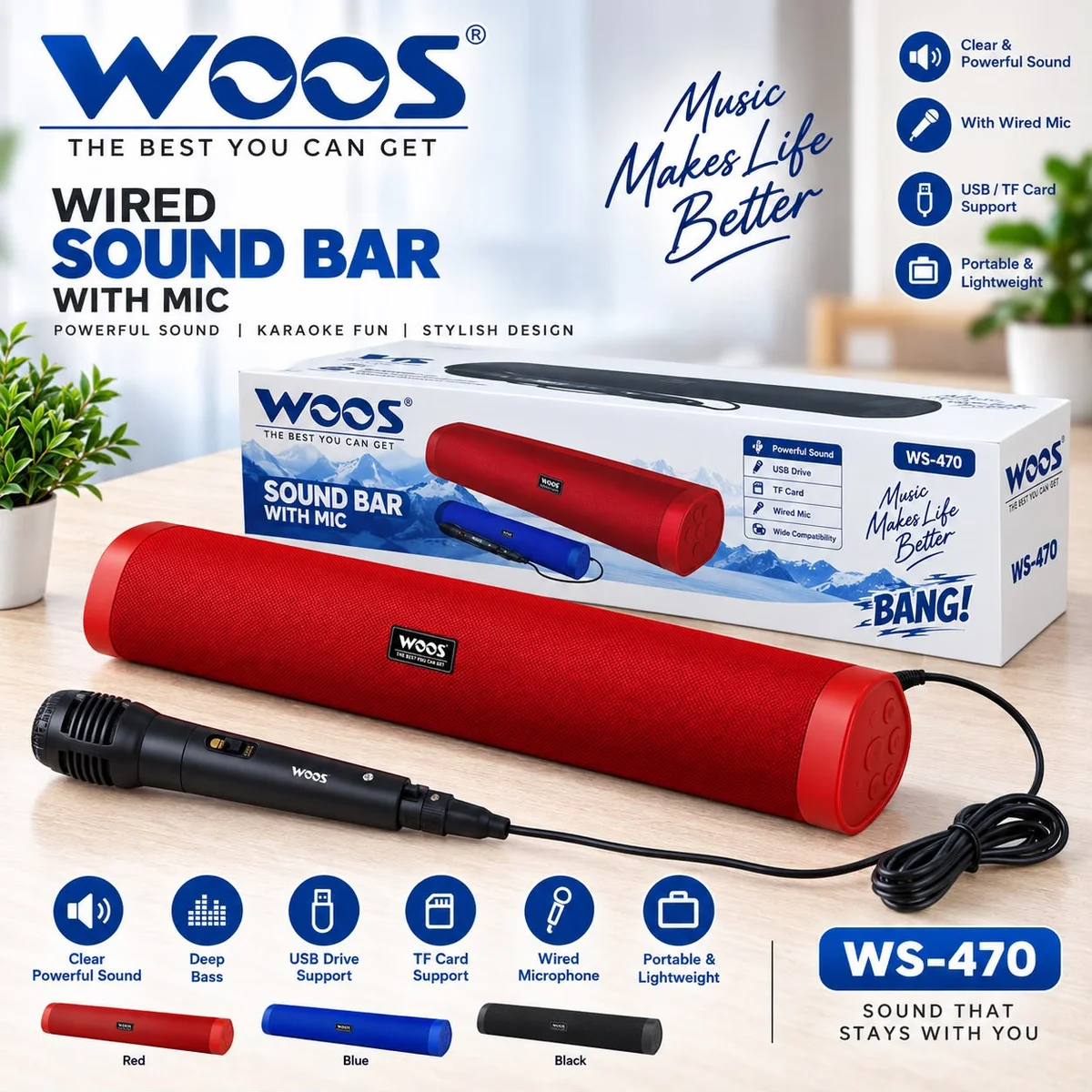 Woos Wireless Speaker Soundbar Ws 470
