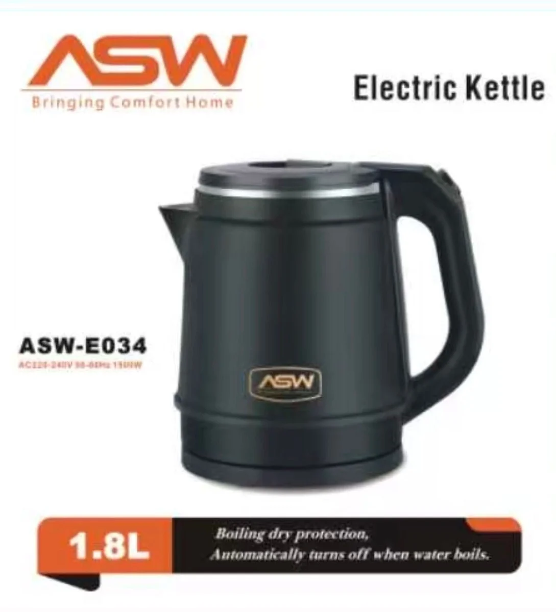 Modern 1.8L Electric Kettle with Stainless Steel