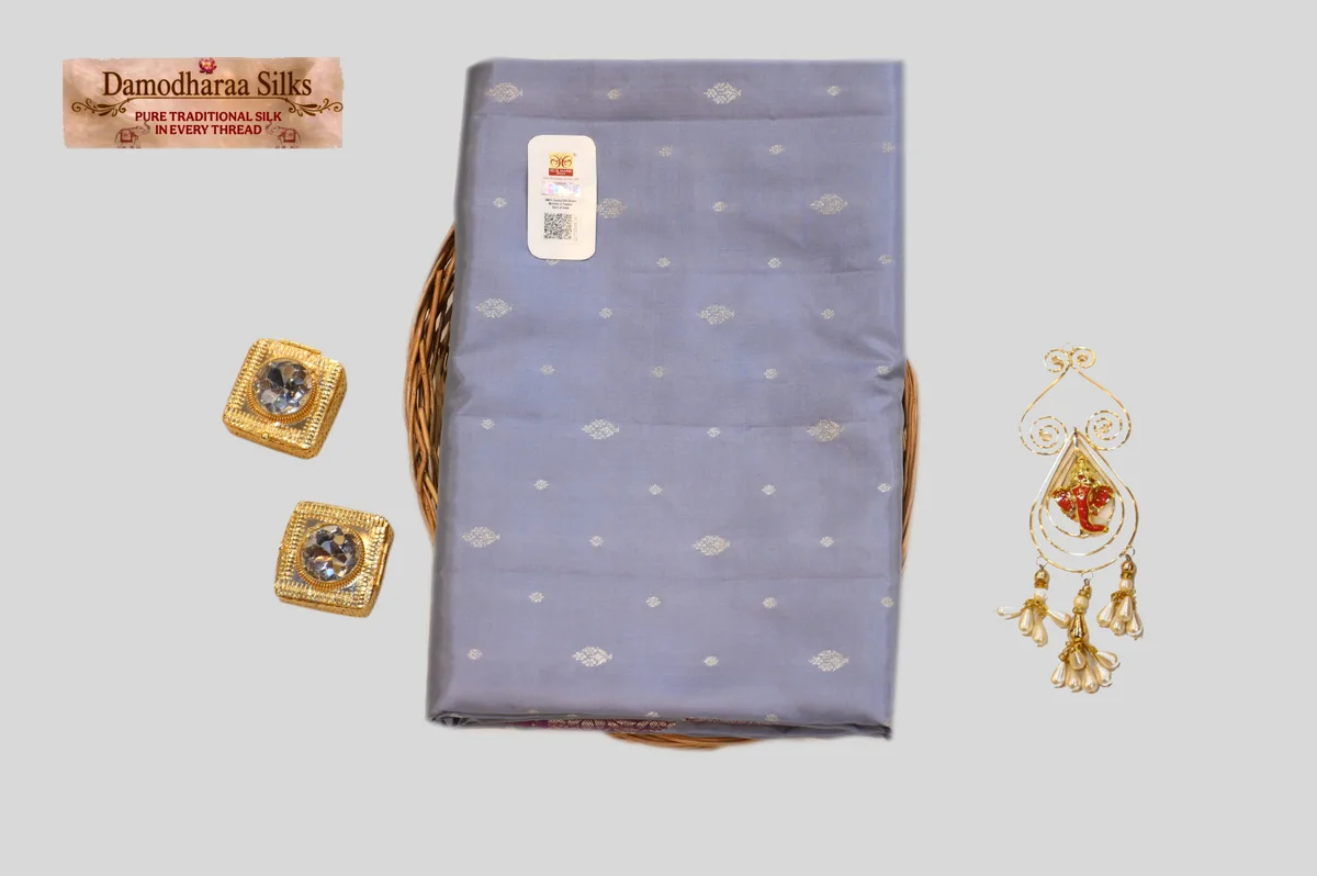 Elegant Lavender Silk Saree with Purple Floral Zari Border