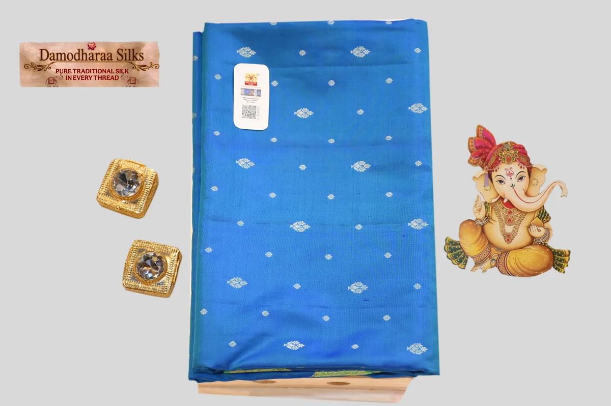 Royal Blue Silk Saree with Silver Zari Motifs