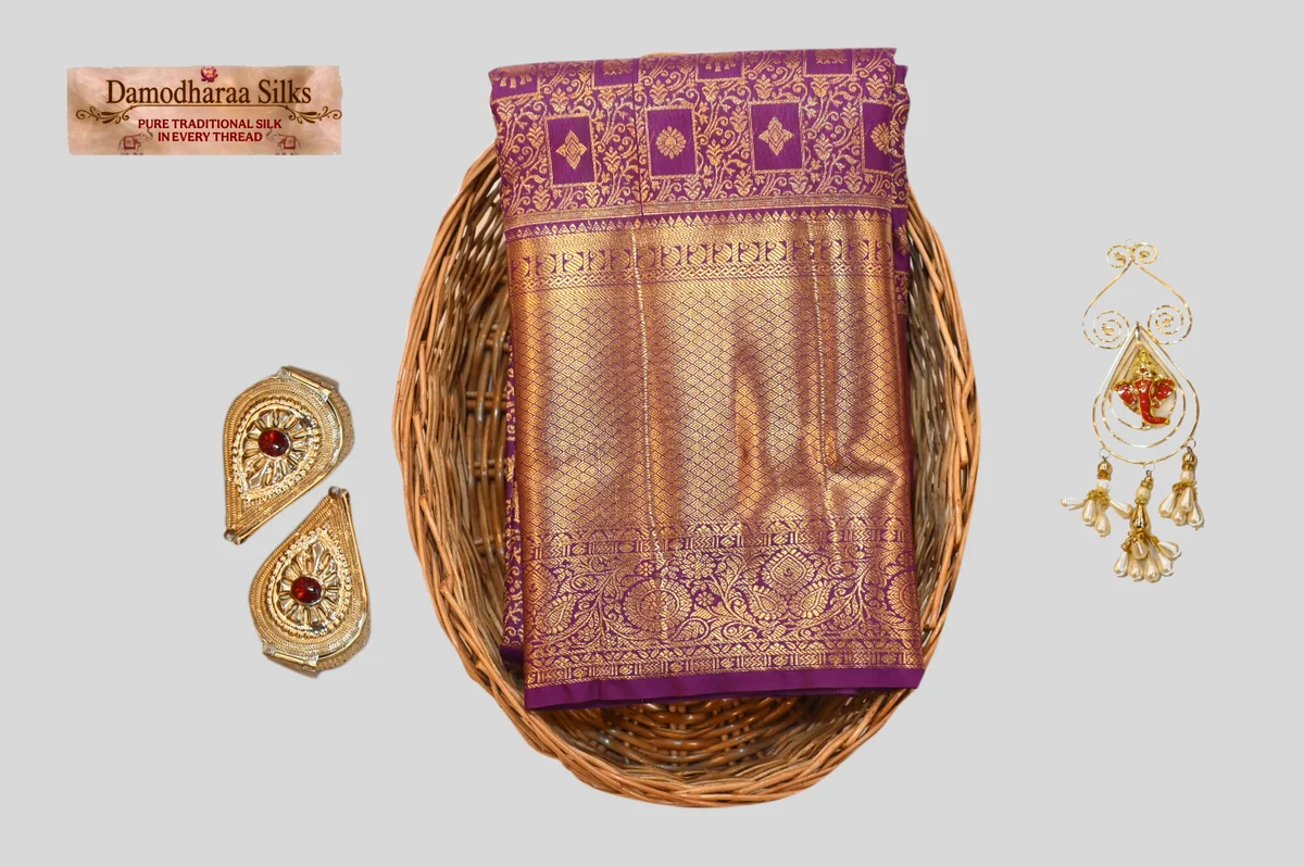Royal Purple Kanchipuram Silk Saree with Rich Gold Zari Work