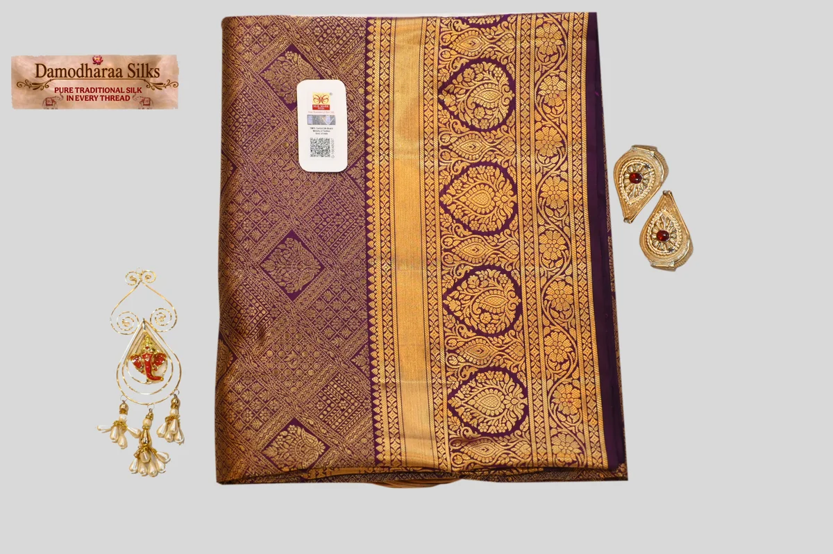 Royal Purple Kanchipuram Silk Saree with Rich Gold Zari Work