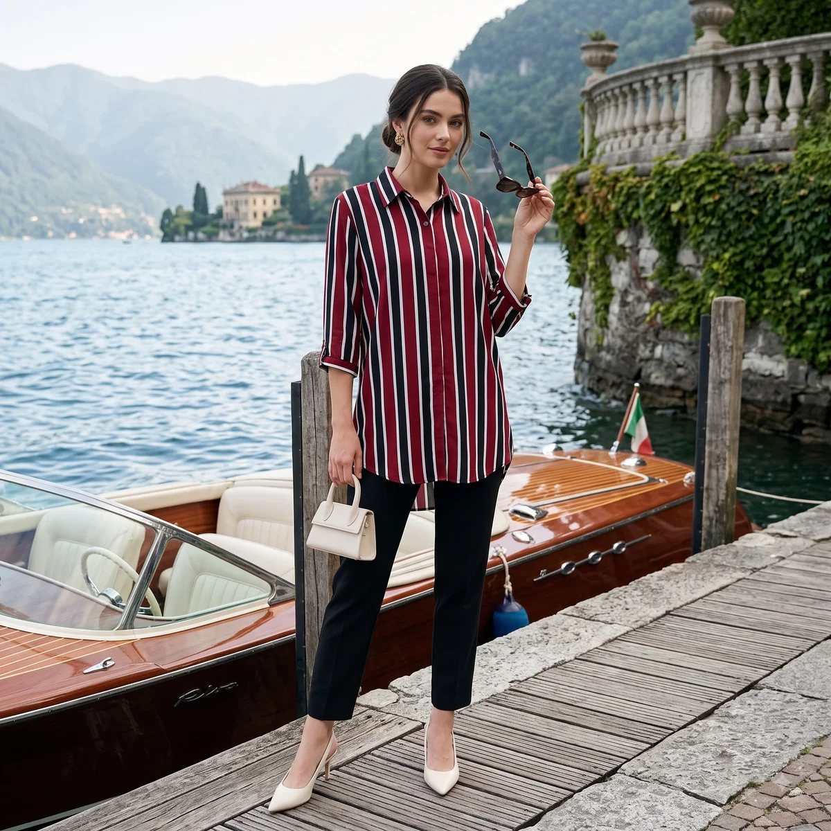 Crimson Avenue Striped Shirt Kurti 3