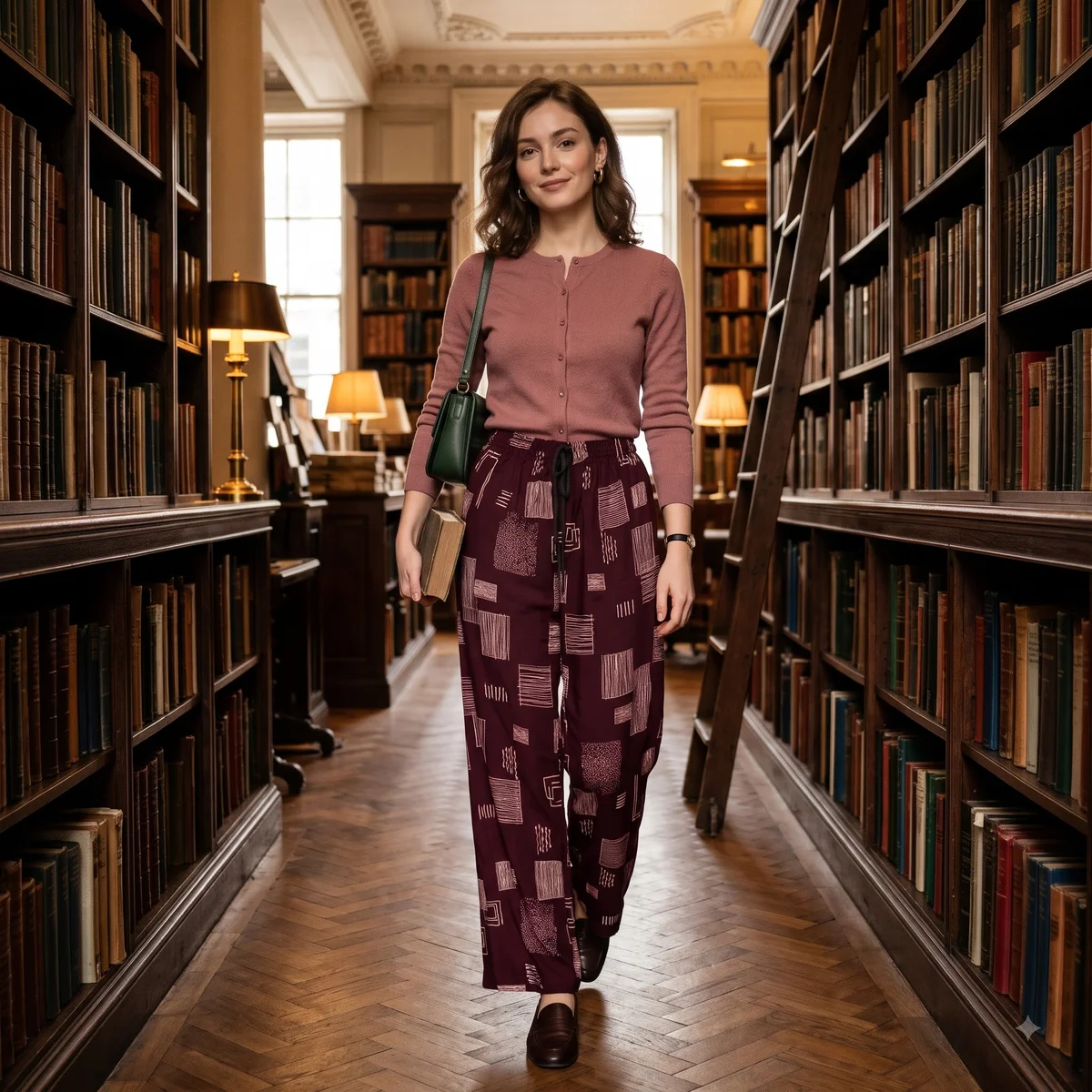 Bordeaux Micro-Dot Printed Palazzo 4