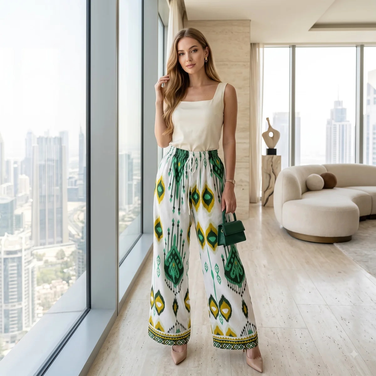 Emerald Ikat Statement Palazzo 3