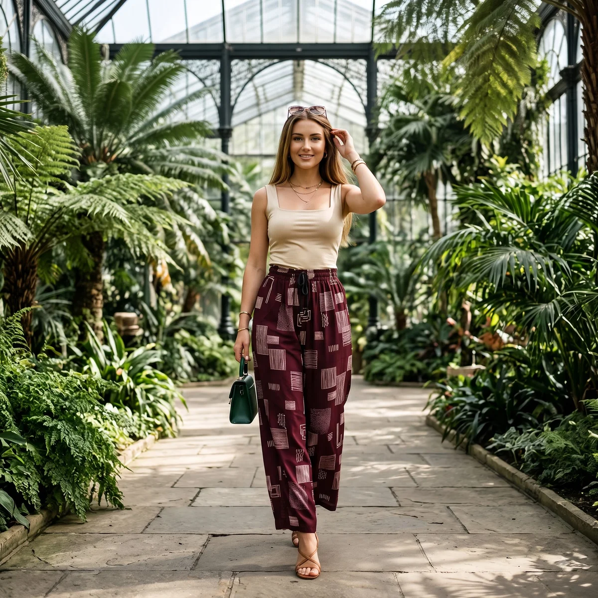 Bordeaux Micro-Dot Printed Palazzo 3