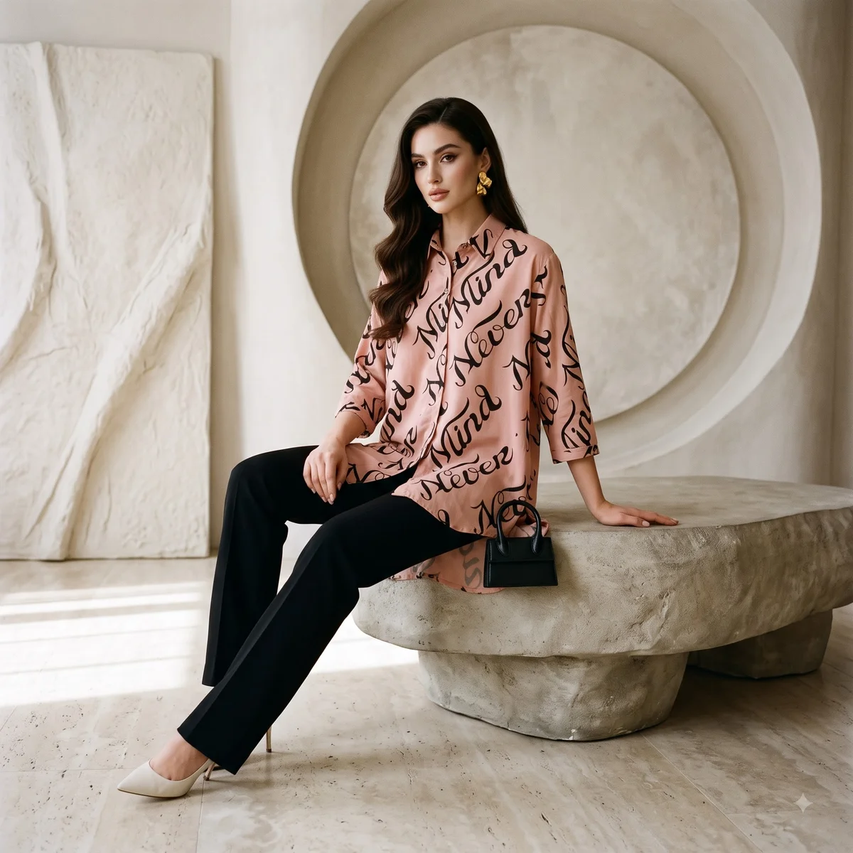 Blush Script Shirt Kurti 4