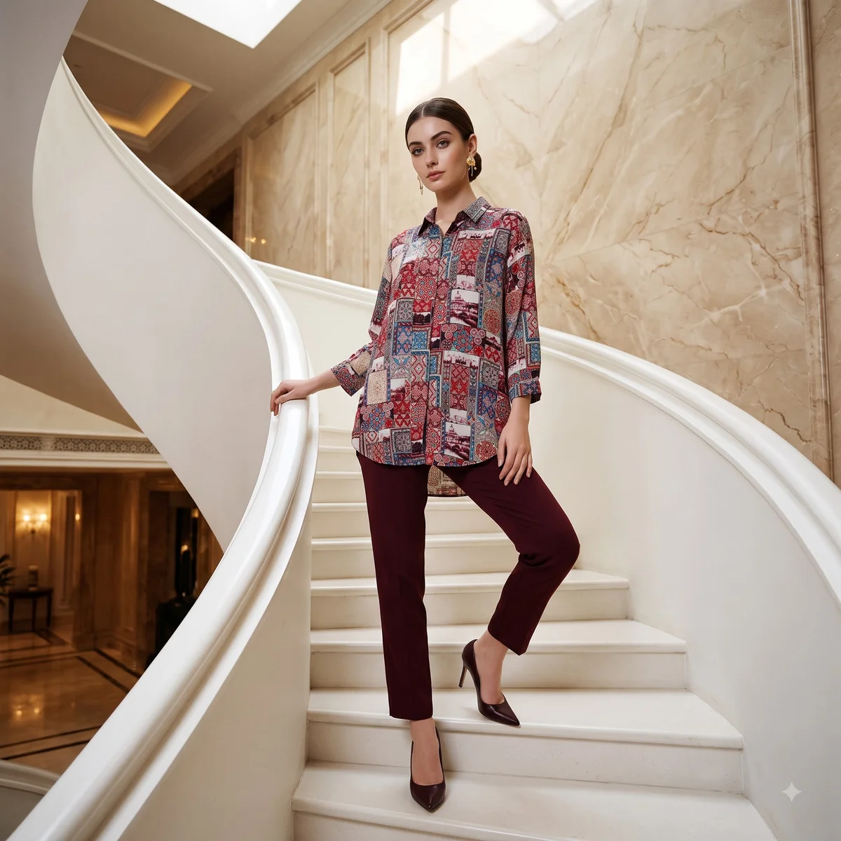 Ruby Mosaic Heritage Shirt Kurti