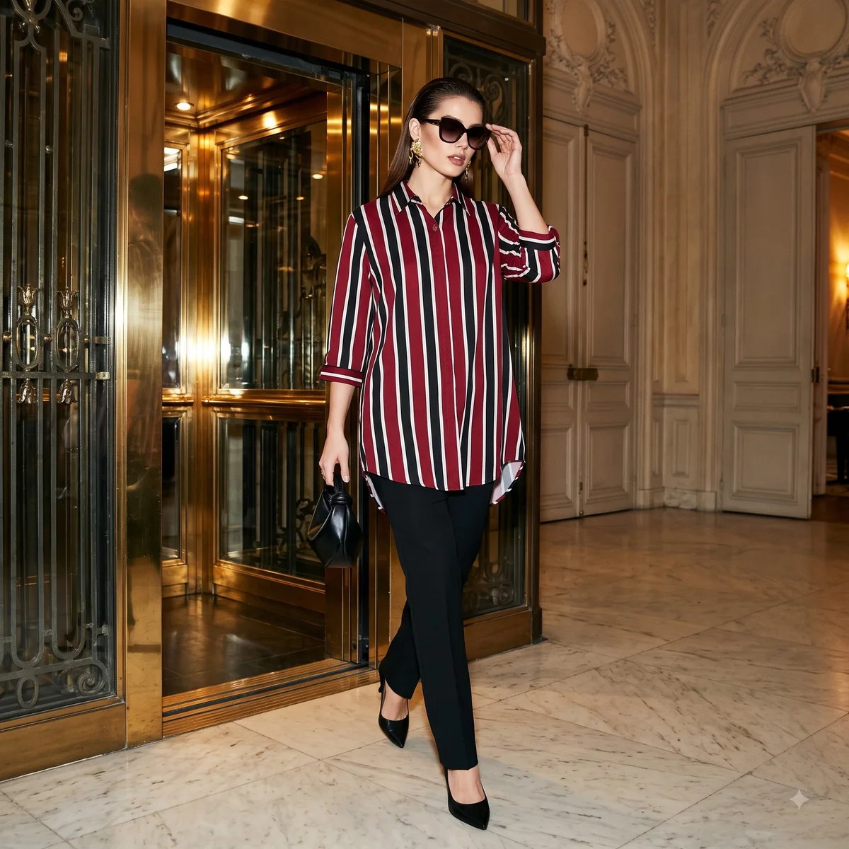 Crimson Avenue Striped Shirt Kurti 4