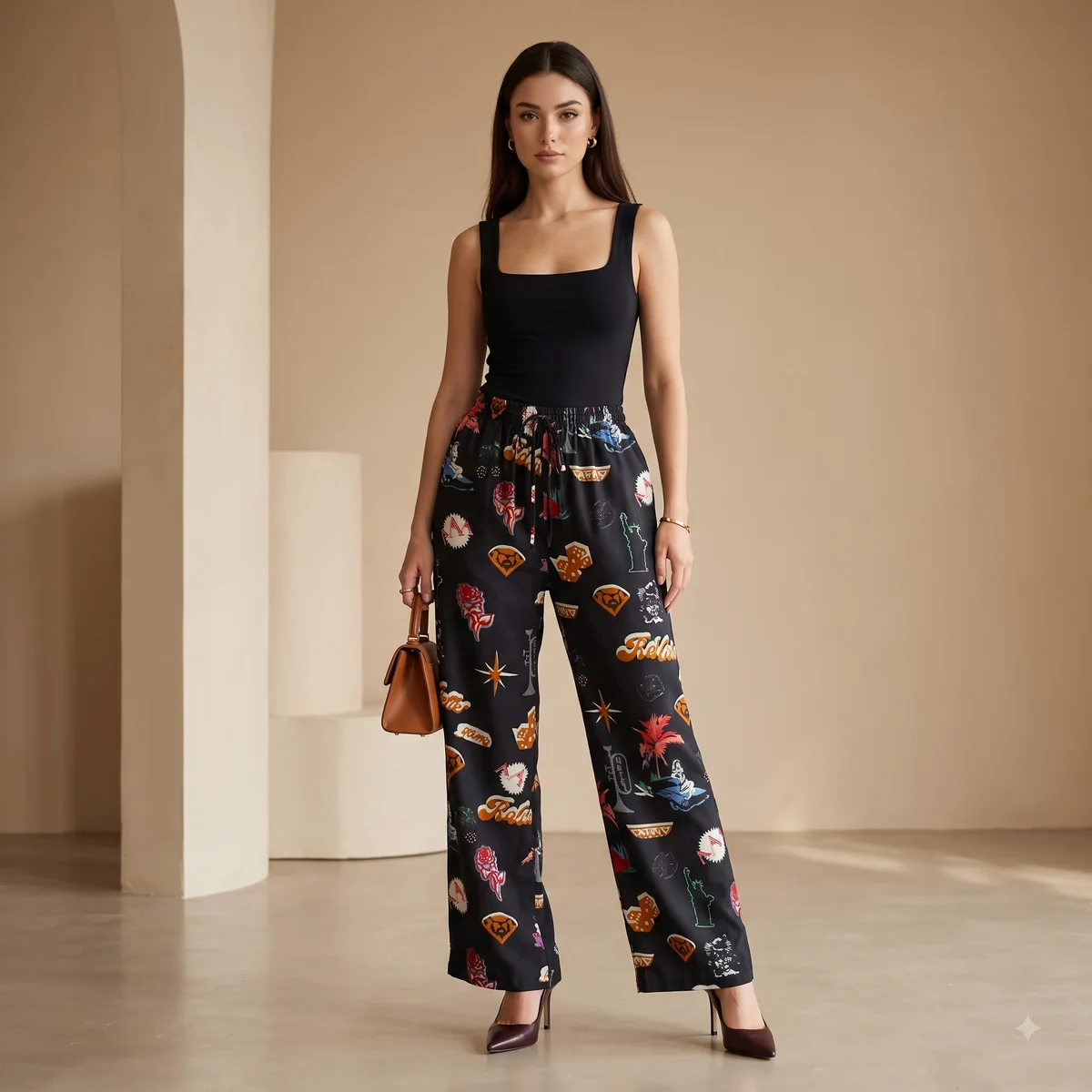 Merlot Geometry Printed Palazzo 5
