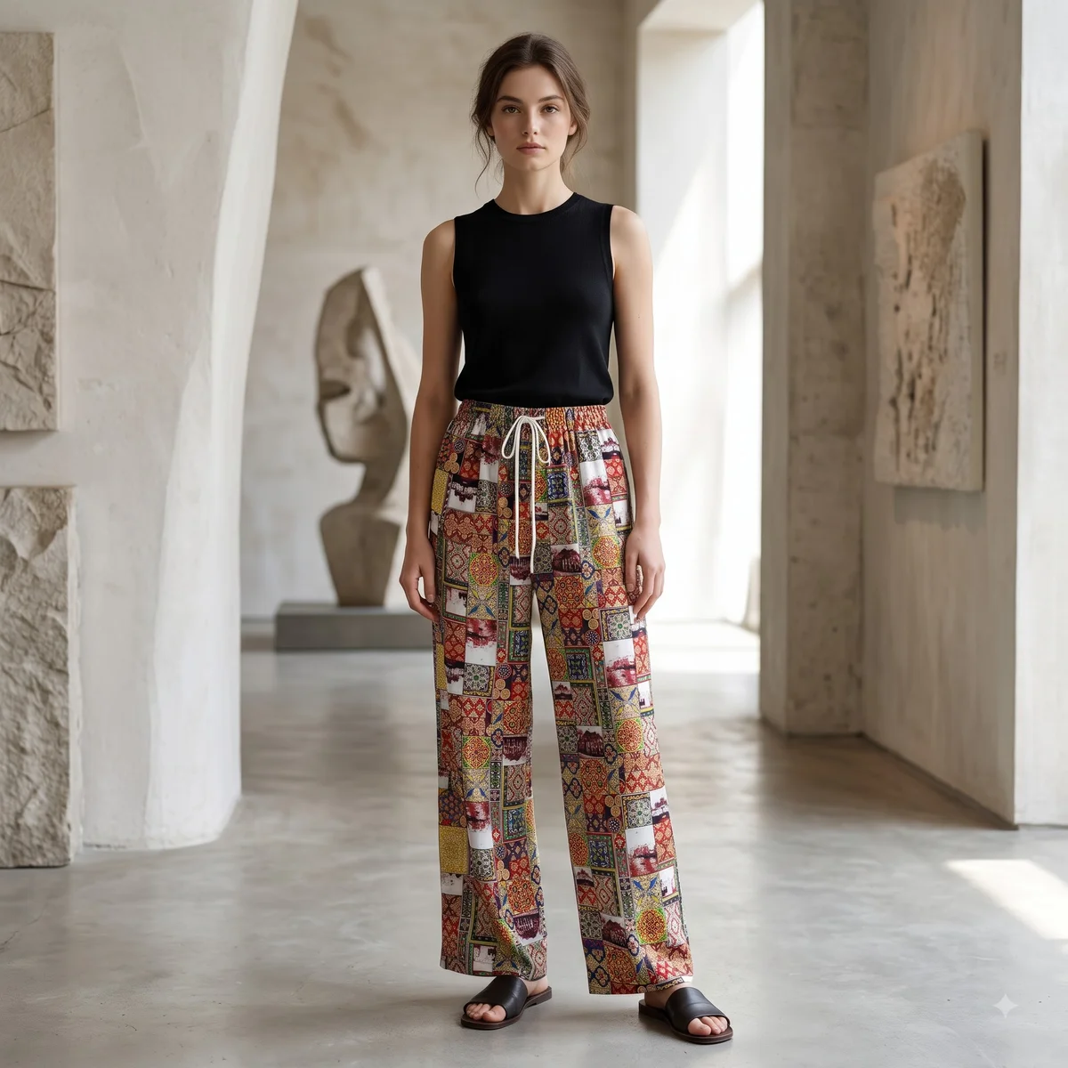 Multicolor Ethnic Patchwork Printed Palazzo 4