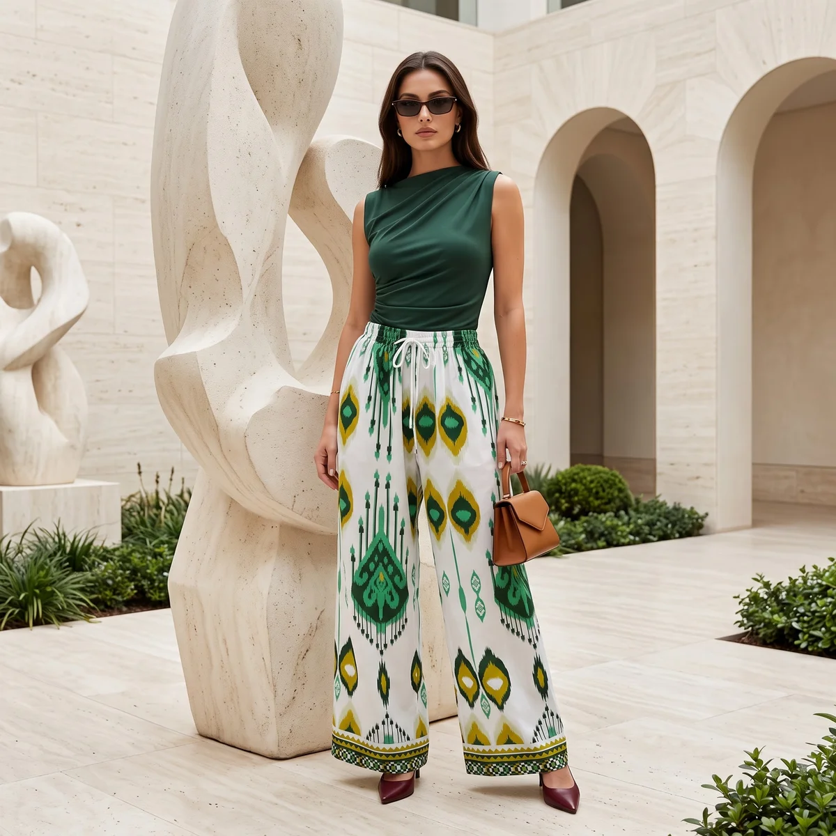 Emerald Ikat Statement Palazzo 2
