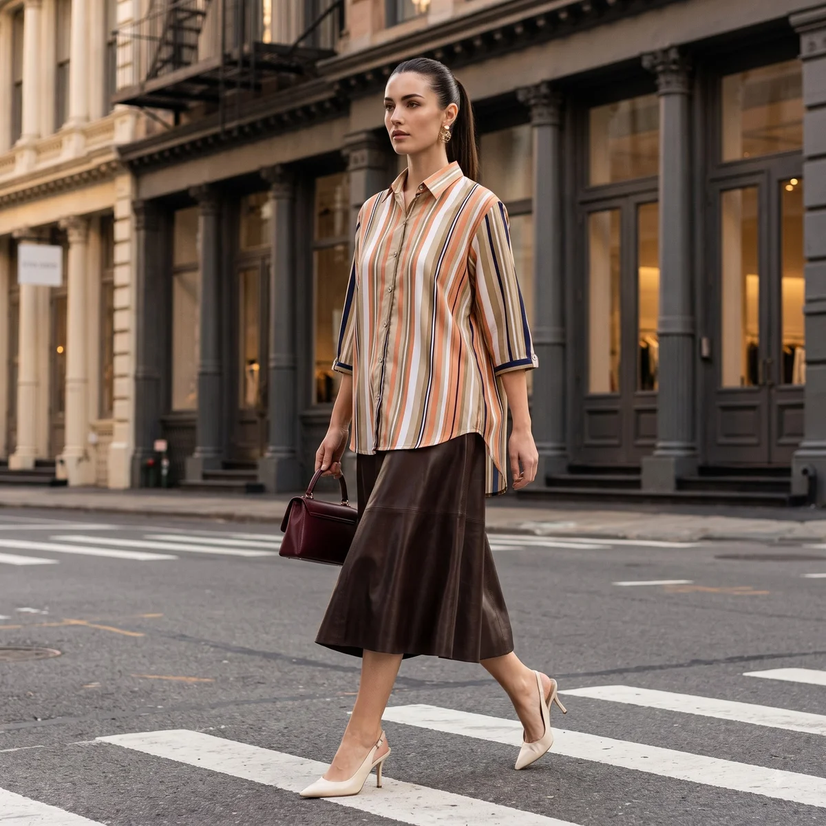 Caramel Beige Multicolour Striped Shirt | Premium Office & Casual Collection 5