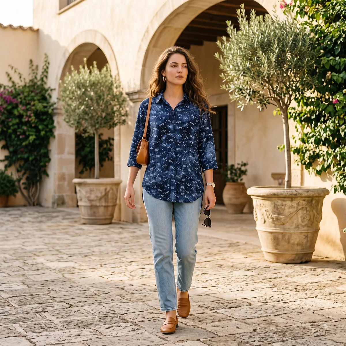 Midnight Navy Eyewear Print Shirt | Premium Casual Collection 4