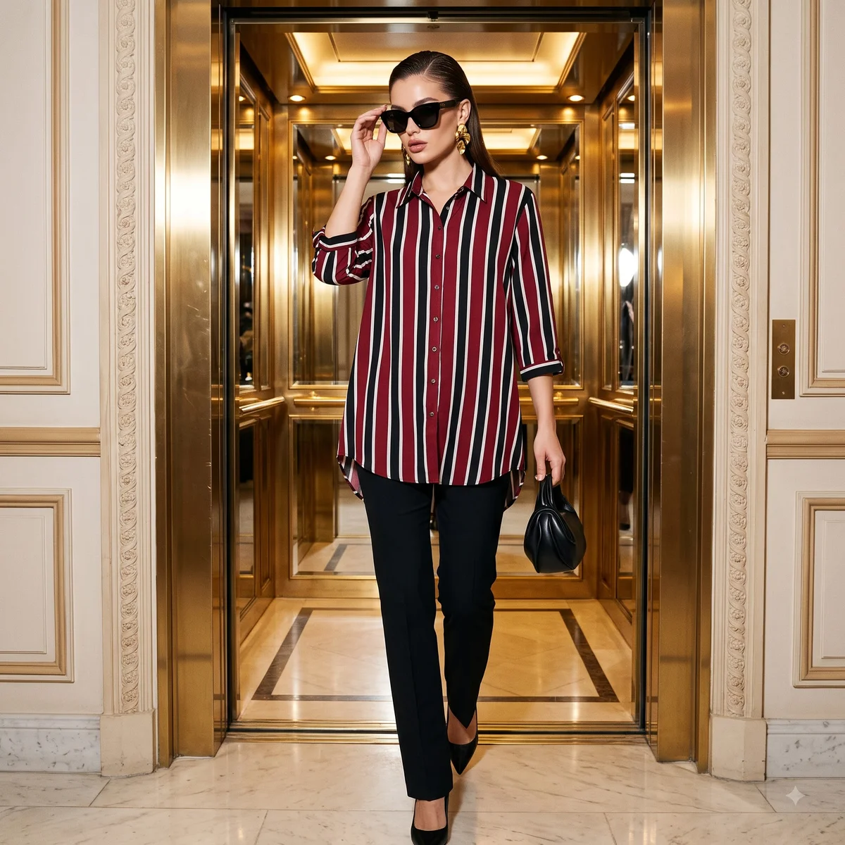 Crimson Avenue Striped Shirt Kurti