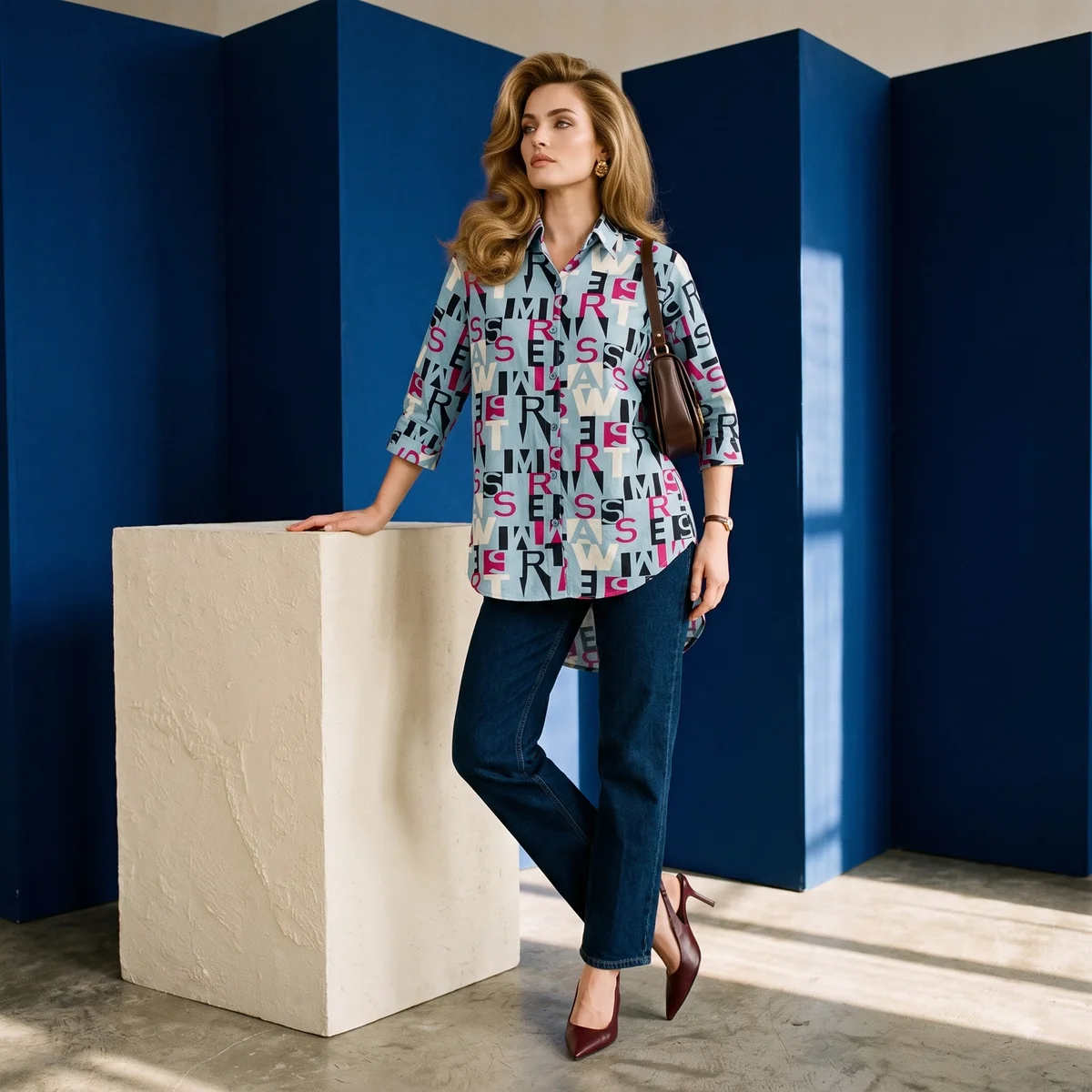 Women's Sky Blue Multicolour Typography Printed Shirt | Premium Casual & Office Wear 4