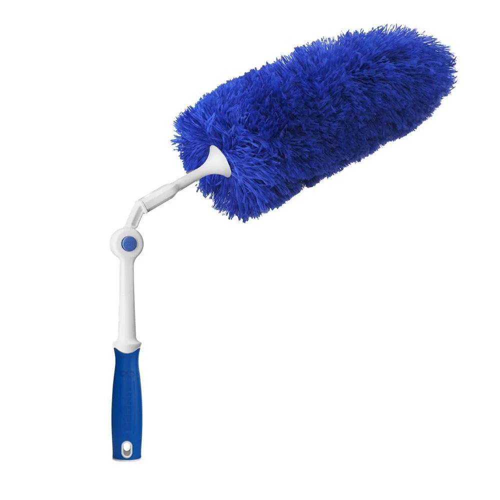 Unger Click & Dust Microfiber Duster | Handheld & Pole-Attachable Cleaning Wand with Pivoting Handle | Traps Dust & Allergen-Free Home Care, Furniture, & Ceiling Fan Cleaning Tool (Blue)