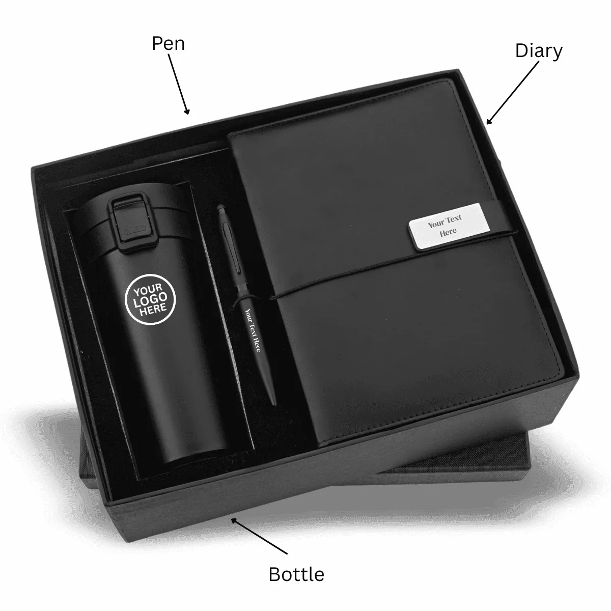 Black Bottle, Pen, and Diary Combo