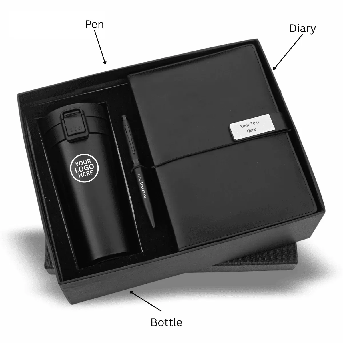 Black Bottle, Pen, and Diary Combo