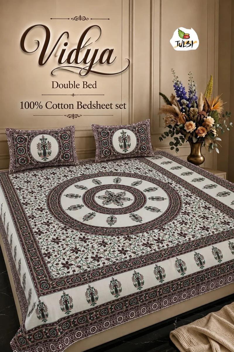 Vidya Premium Jaipuri Queen Size Bedsheet