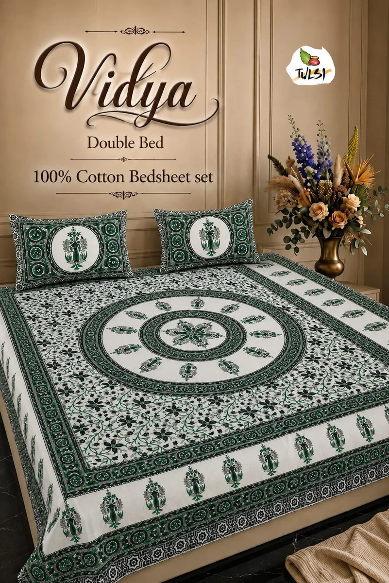 Vidya Premium Jaipuri Queen Size Bedsheet