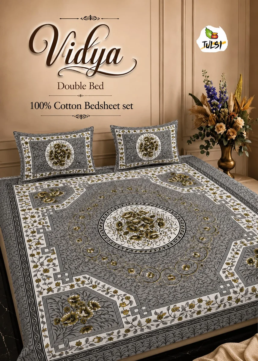 Vidya Premium Jaipuri Queen Size Bedsheet