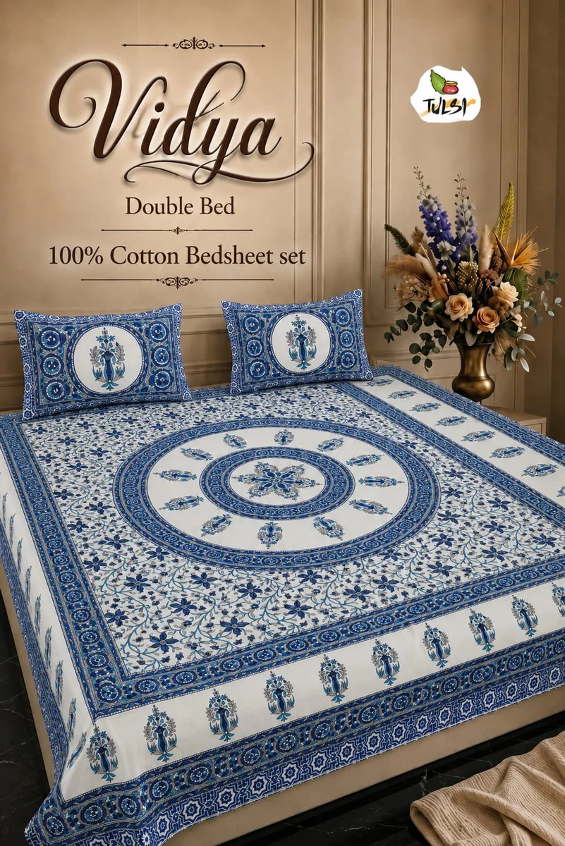 Vidya Premium Jaipuri Queen Size Bedsheet
